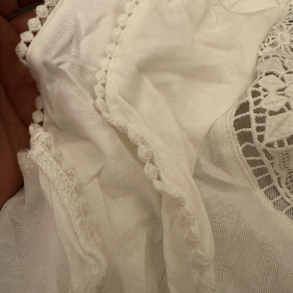 LOFT White Crochet Yoke Ruffle Sleeve Camisole - Picture 4 of 8